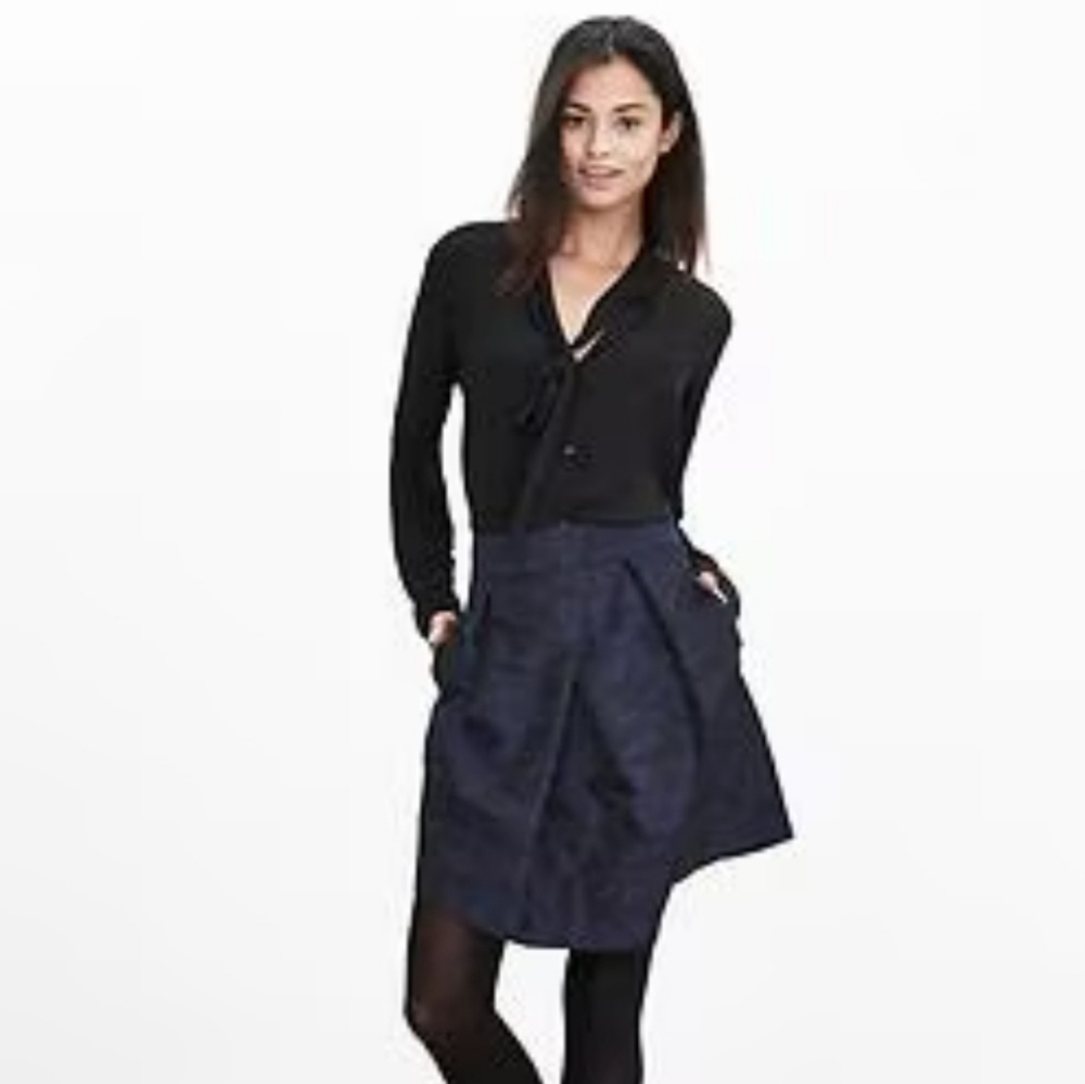 BANANA REPUBLIC WOMEN'S BLUE CAMO ASSYMETRICAL MINI SKIRT SIZE 10P